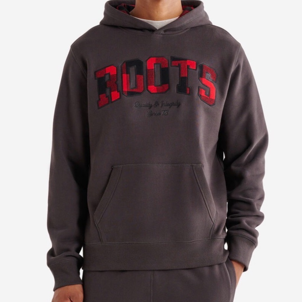 Roots Plaid Applique Hoodie